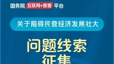 男人肏女人屄国务院“互联网+督查”平台公开征集阻碍民营经济发展壮大问题线索